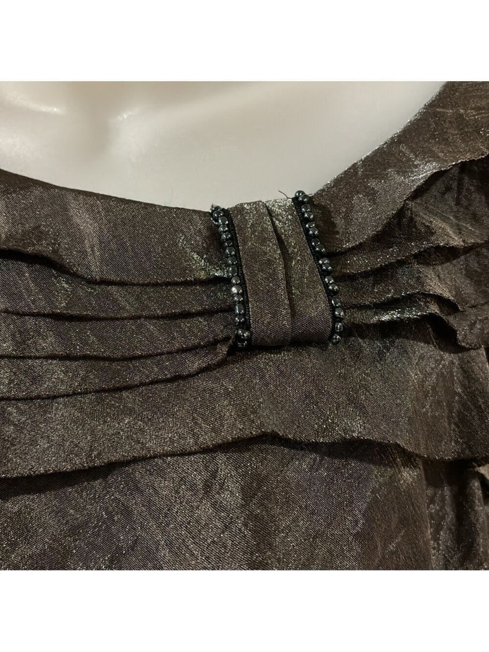 London Times Taupe Layered Shimmery Fabric Dress - Size 6 - Picture 3 of 5